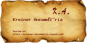 Kreiner Annamária névjegykártya