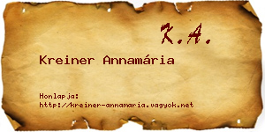 Kreiner Annamária névjegykártya